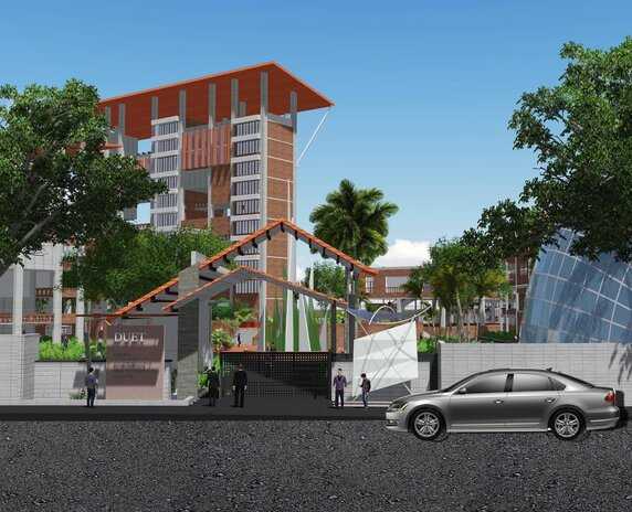 Architectural rendering of building entrance